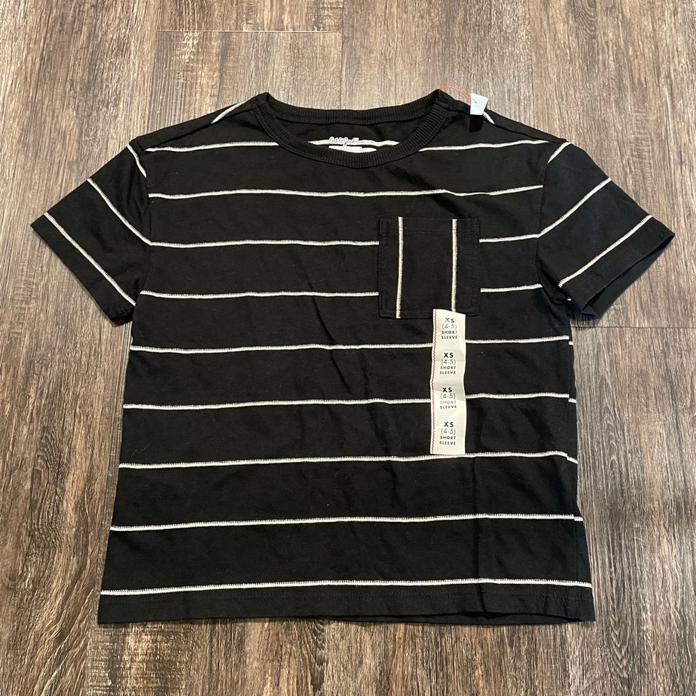 Cat & Jack Black Striped Tee XS